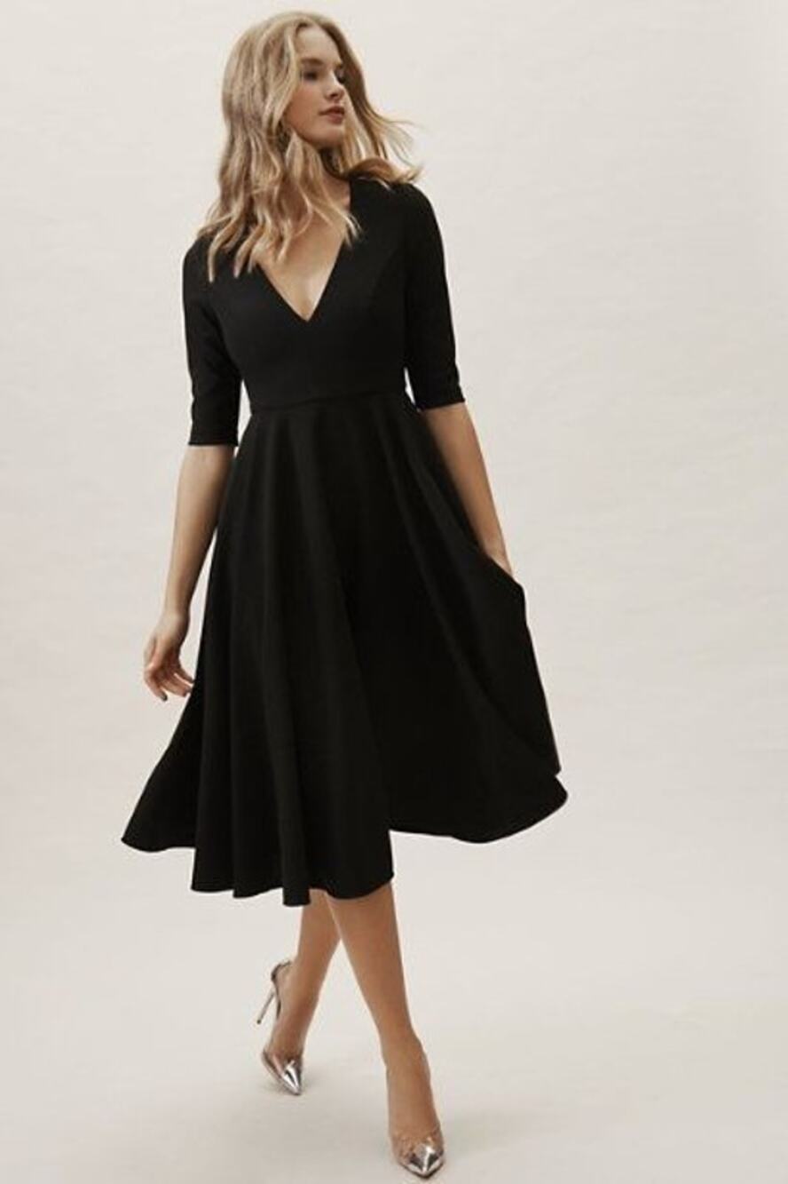 NWT Anthropologie BHLDN Valdis Midi Dress $230 SIZE 2 Black Mother of The Bride